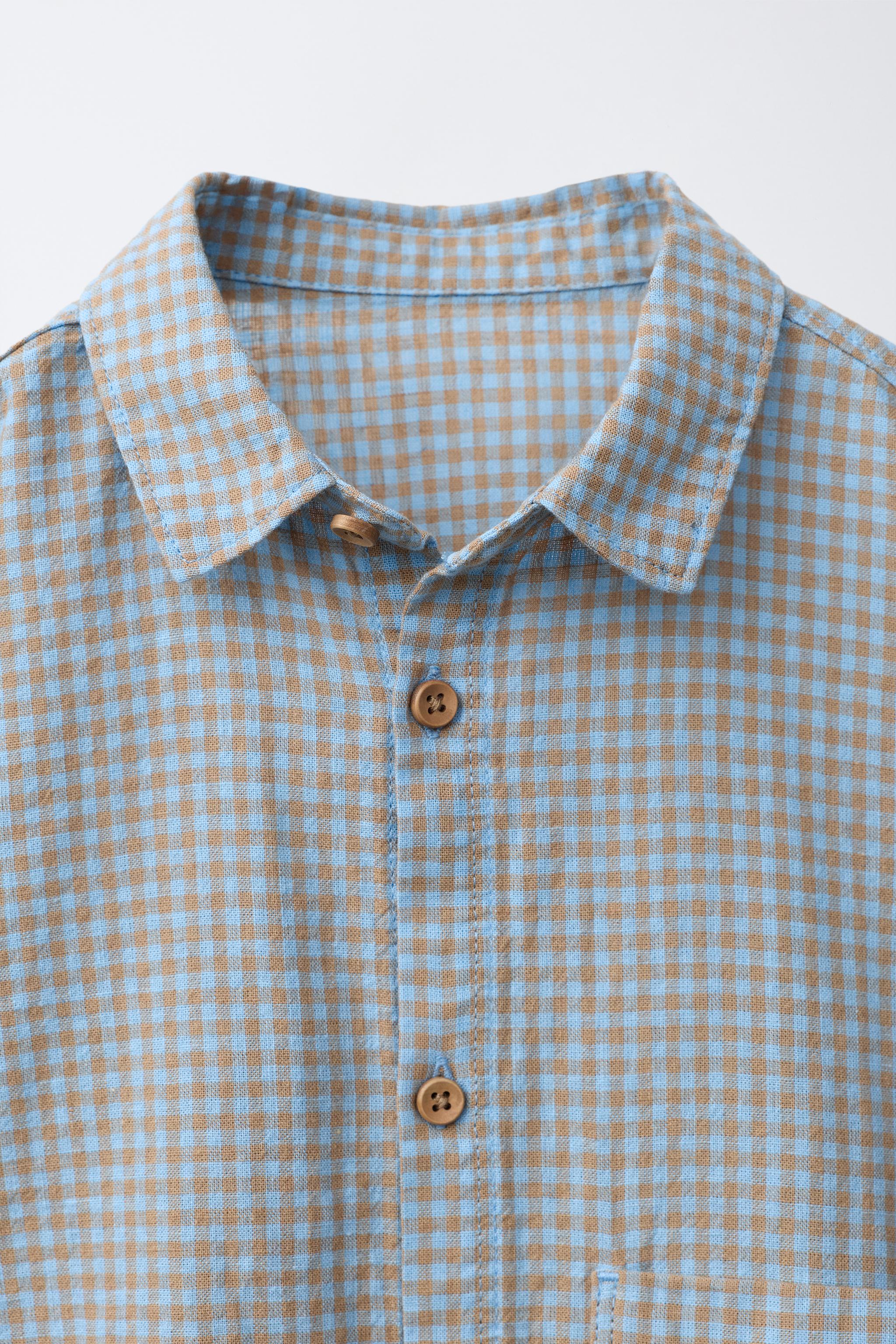 CHEMISE IMPRIMÉ CARREAUX VICHY EN COTON ET LIN